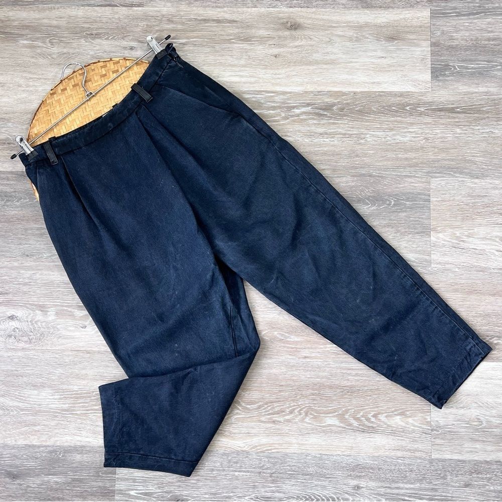 Mango navy cross over pleat front pants